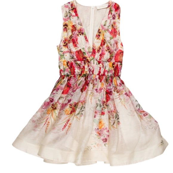 Zimmermann Floral Skater Dress in Pink and Cream size Zimmerman 1, fits US 4 - Picture 3 of 6
